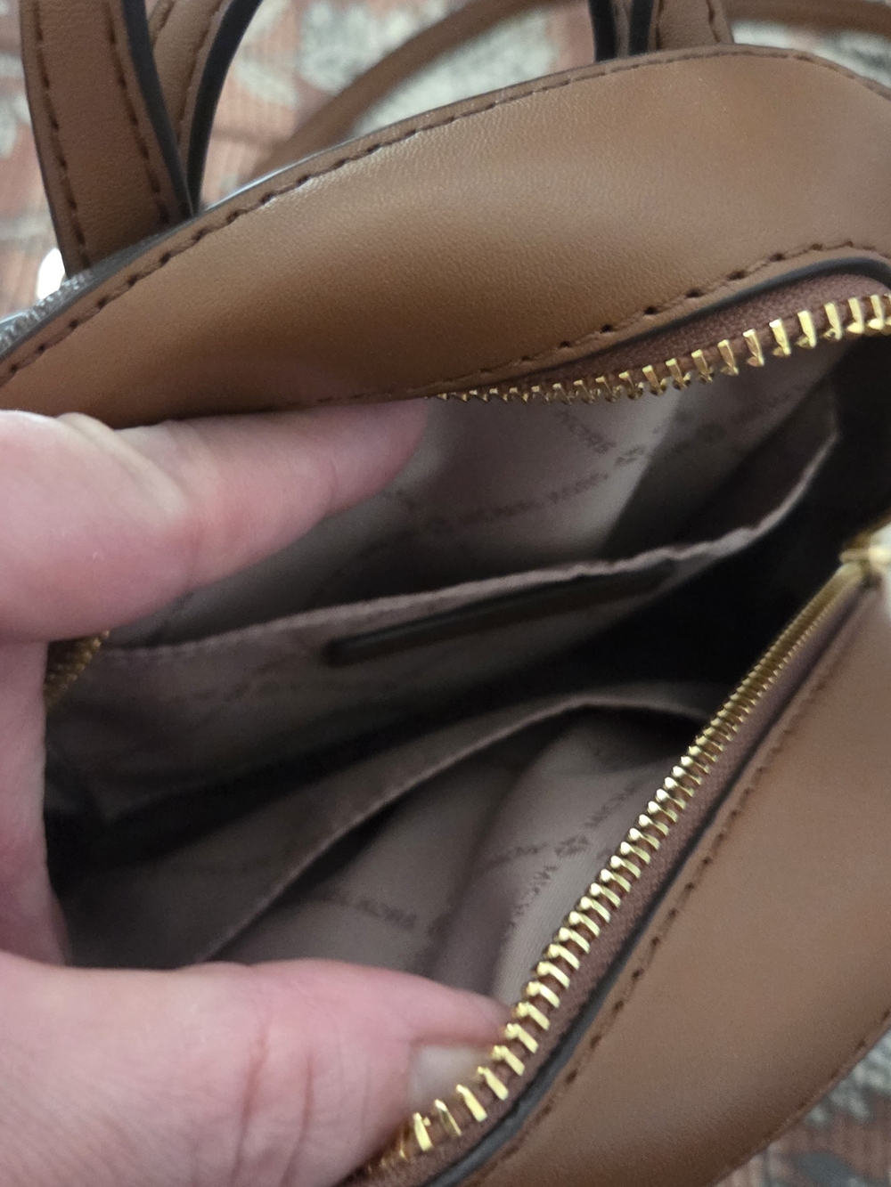 Michael Kors Brown Monogram Mini Backpack - Picture 4 of 5